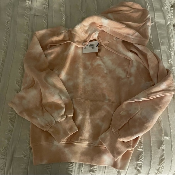 NWT Sincerely Jules for Bandier The Reed Puff Sleeve Hoodie Whisper Pink Tie Dye - Picture 7 of 7